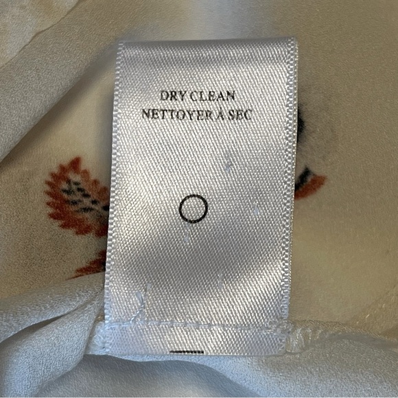 A.L.C. Hari Front Tie Floral Silk Blouse, cream, size 10 - Picture 15 of 16